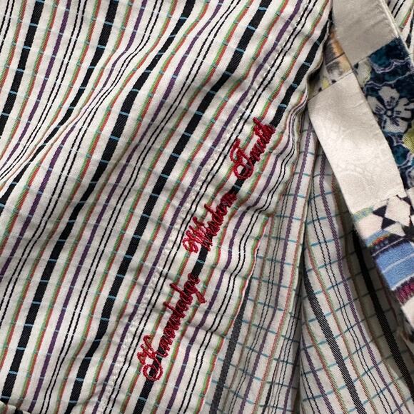 Robert Graham Tailored Fit Villa Multicolor Striped Button Up Shirt Men's L - Picture 9 of 10